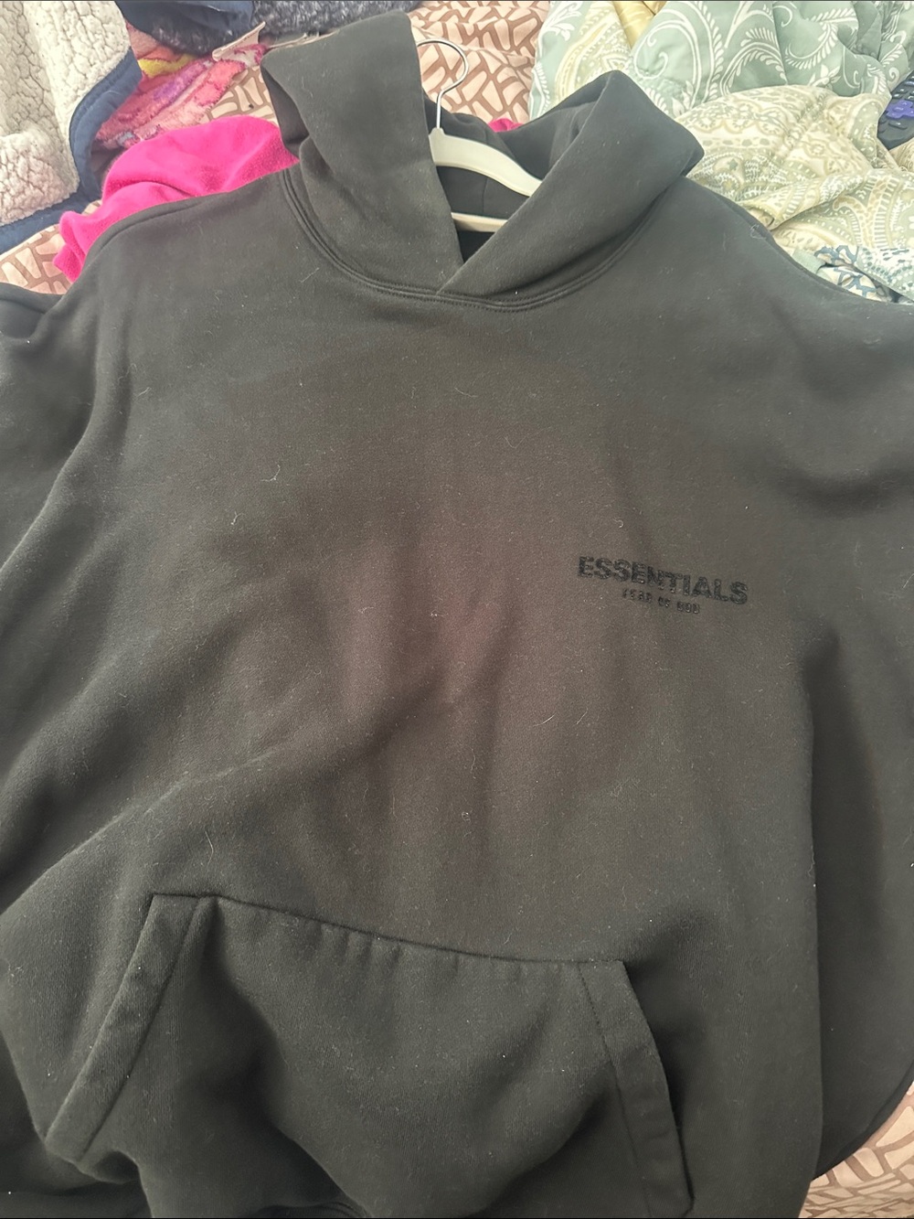 Essentials Men's Crewneck Hoodie in Black